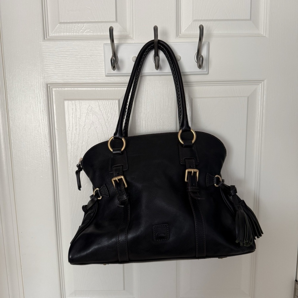 DOONEY & BOURKE Florentine Domed Buckle Satchel Shoulder Bag Purse Black Tassel - Picture 15 of 15